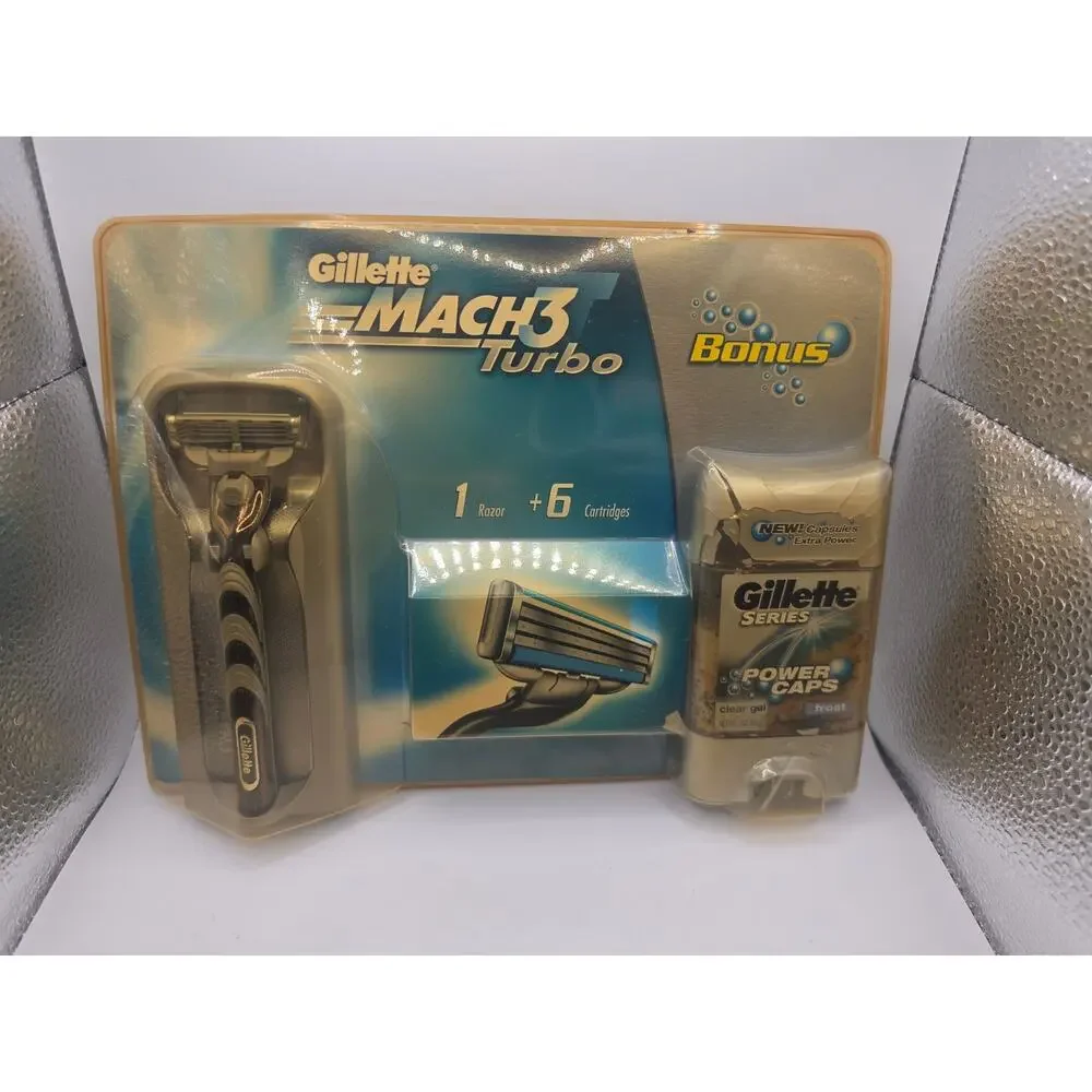 Sealed Vintage Gillette Mach 3 Turbo with 6 Cartridges 2003